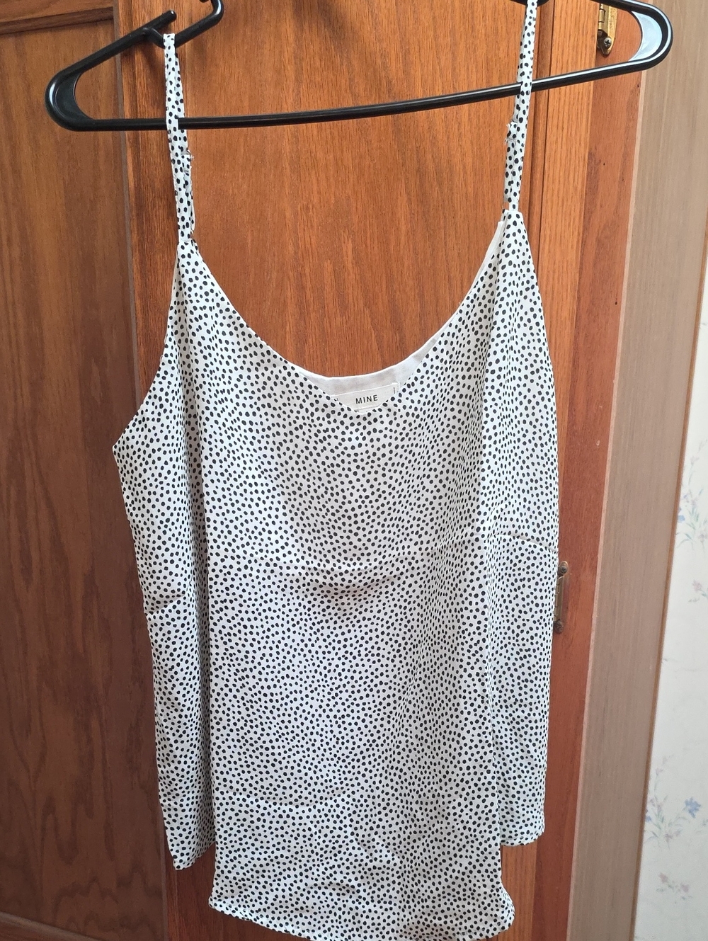 MINE White and Black Polka Dot Cami NWOT